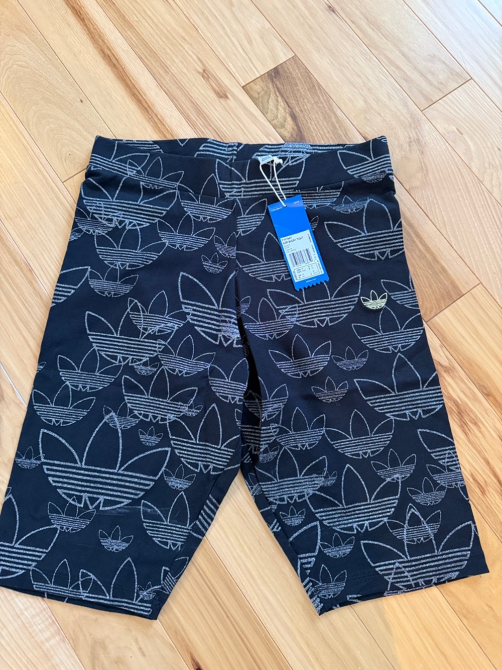Adidas Black Logo-Print Biker Shorts